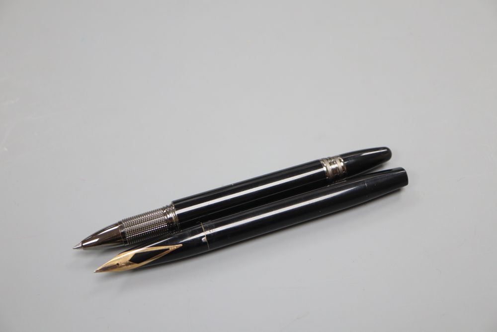 A Mont Blanc ballpoint pen and a Sheaffer fountain pen with 14ct nib